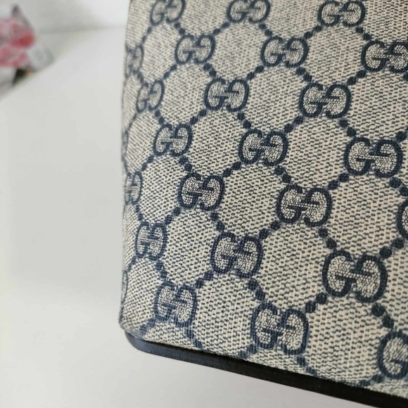 GG Supreme Monogram Linea A Foldover Tote Beige Blue Hibiscus Red - Picture 15 of 16